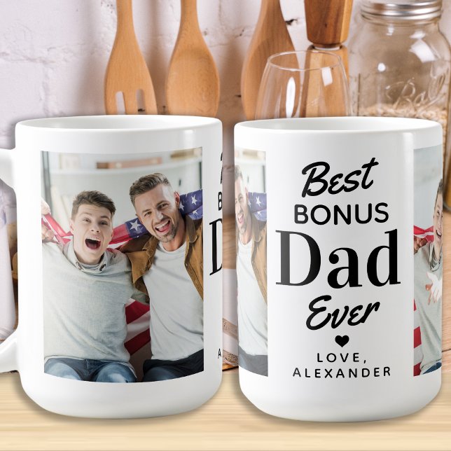 Taza De Café Mejor BONUS DAD Personalizado 2 Foto Paso Papá (Subido por el creador)