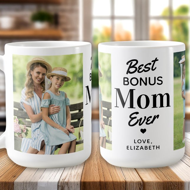 Taza De Café Mejor BONUS MOM Personalizado 2 Foto Paso Mamá (Subido por el creador)