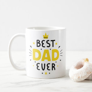 Taza De Café Mejor Café De Papá Negro Y Amarillo