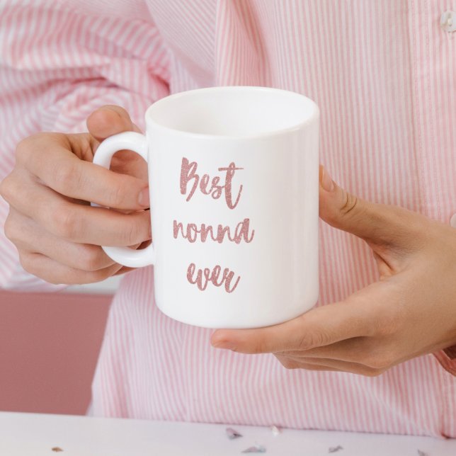 Taza De Café Mejor caligrafía de Purpurina rosa (Subido por el creador)