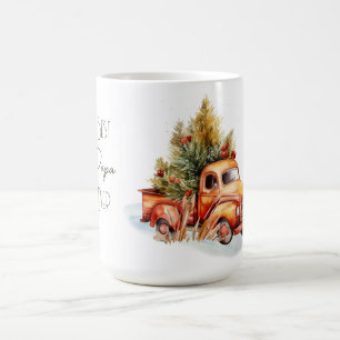 Taza De Café Mejor Camión Retro De Papá Con Árbol De Navidad