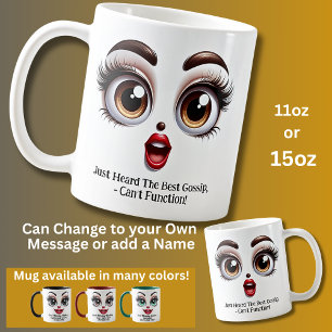 Taza De Café Mejor chisme, Cara divertida con ojos fabulosos