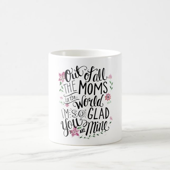 Taza De Café Mejor cita floral de mamá (Centro)