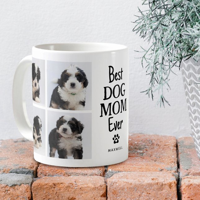 Taza De Café Mejor Collage de fotos de Mamá Perro Simple (Subido por el creador)
