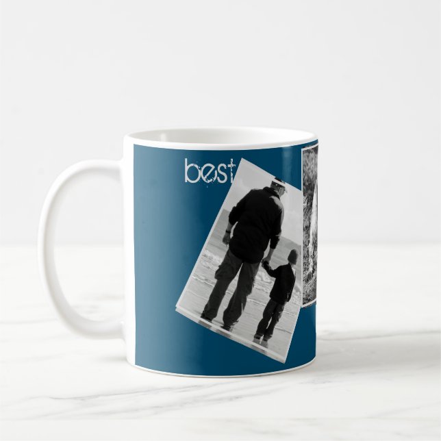 Taza De Café Mejor Collage de fotos mínimo de papá en blanco y  (Izquierda)
