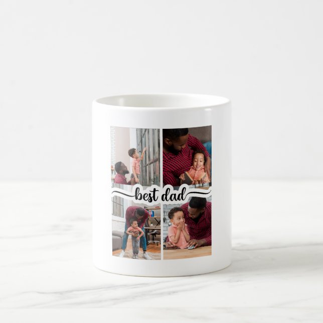Taza De Café Mejor Collage de fotos personalizado de papá 4 (Centro)
