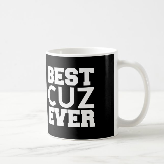 Taza De Café Mejor COUSIN jamás Black and White Modern A07 (Derecha)