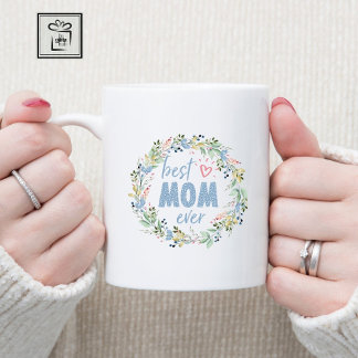 Taza De Café Mejor Día de la Madre de guirnalda botánica de mam