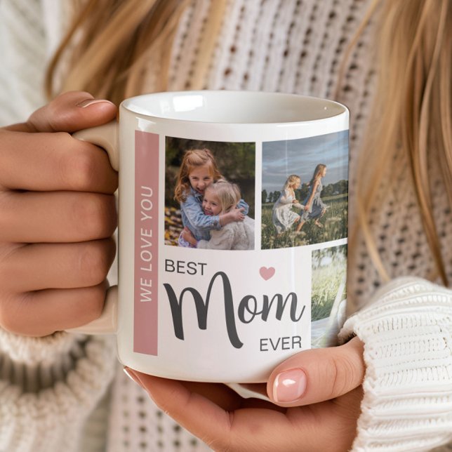 Taza De Café Mejor Día de la Madre fotográfico de mamá de todos (Create your own custom Best Mom photo collage coffee mug by MINTIC DESIGN STUDIO)