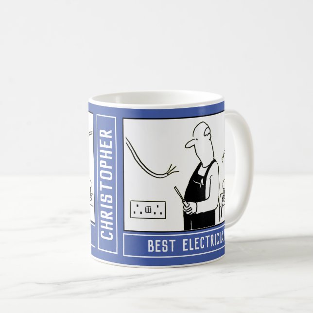 Taza De Café Mejor Electricista con Nombre. Electricista (Anverso derecho)