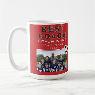 Taza De Café Mejor Entrenador Foto Equipo Fútbol