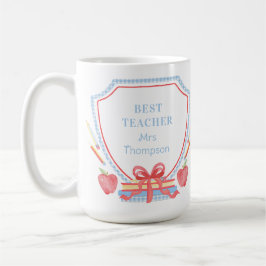 Taza De Café Mejor Escudo de la Escuela de Gingham