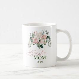 Taza De Café Mejor Floral color de agua rosa Rubor de mamá