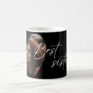 Taza De Café Mejor foto de hermana elegante negro moderno