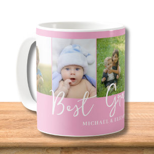 Taza De Café Mejor foto de la abuela rosa personalizada