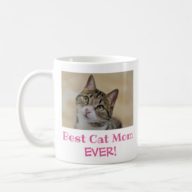 Taza De Café Mejor foto de mamá de gato de todos los Mascotas (Izquierda)