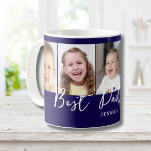 Taza De Café Mejor foto de papá azul personalizado