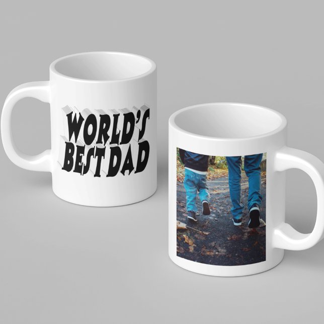 Taza De Café Mejor foto de papá texto negro en 3d (Subido por el creador)