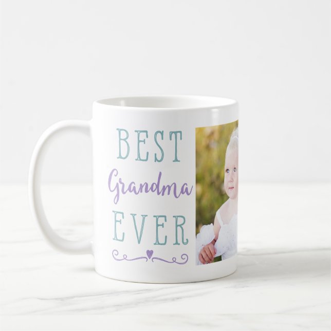 Taza De Café Mejor foto de Personalizado Verde azulado púrpura  (Izquierda)