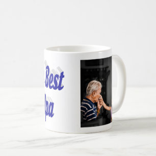 Taza De Café Mejor foto del abuelo con texto azul