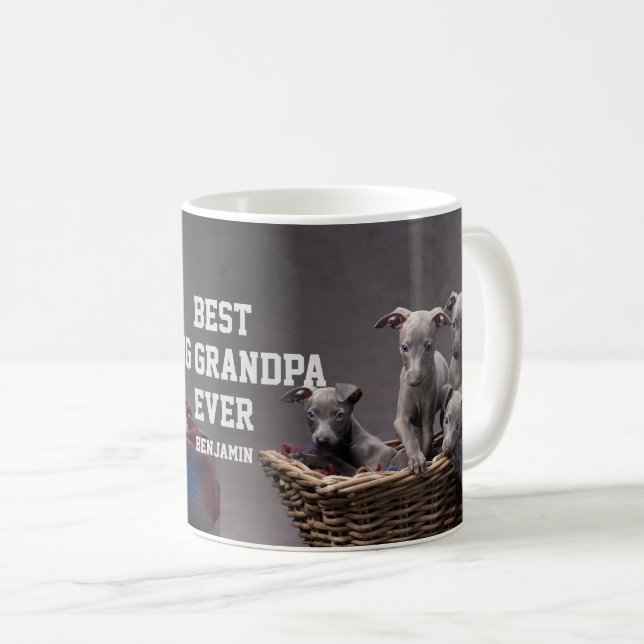 Taza De Café Mejor foto del Personalizado del abuelo del perro (Anverso derecho)