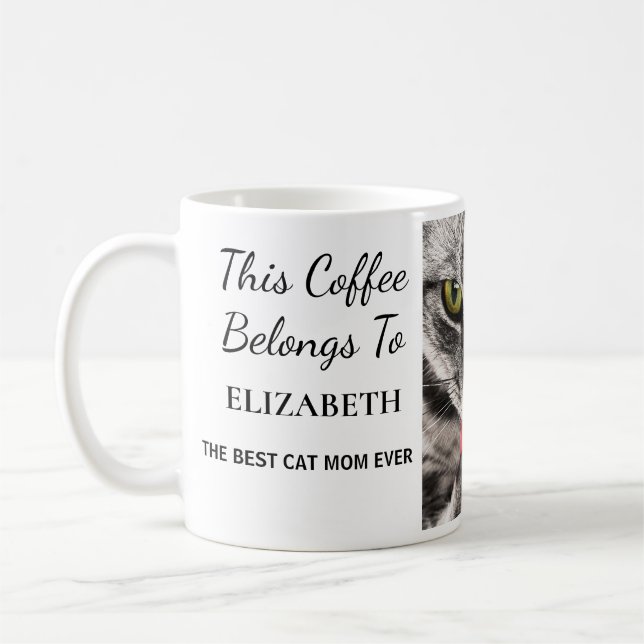 Taza De Café Mejor foto personalizada de mamá gata (Izquierda)