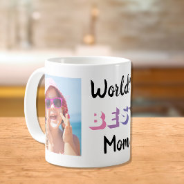 Taza De Café Mejor foto personalizada de mamá morada rosada
