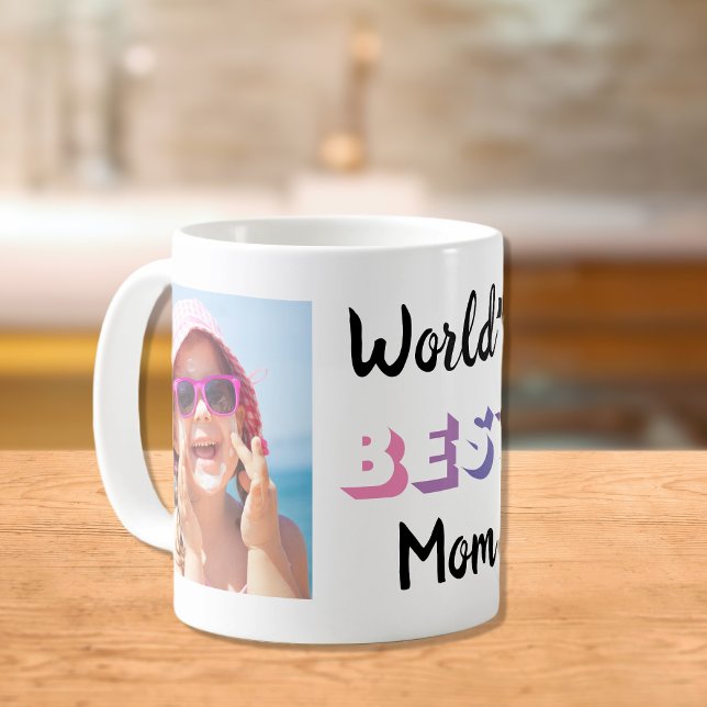 Taza De Café Mejor foto personalizada de mamá morada rosada (Subido por el creador)
