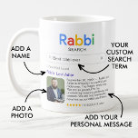 Taza De Café Mejor Fotos y Mensaje de Resultados de Búsqueda en<br><div class="desc">Esta graciosa taza de "Búsqueda del rabino" es una manera deliciosa y única de mostrar tu aprecio por el asombroso rabino en tu vida. Con el logo lúdico "Rabbi Search", es como si tu amado líder espiritual se hubiera ganado el título de "Mejor Rabino de la Historia". El resultado de...</div>