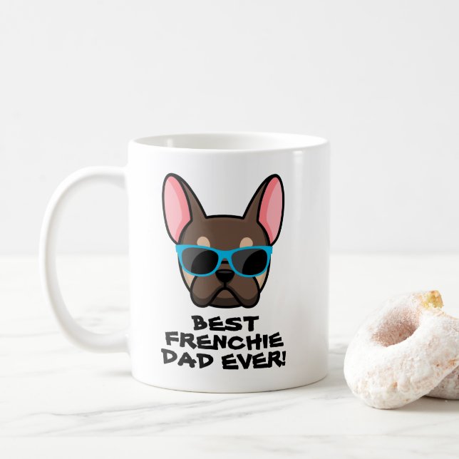 Taza De Café Mejor Frenchie Dad Day Brown Tan Frenchie (Con donut)