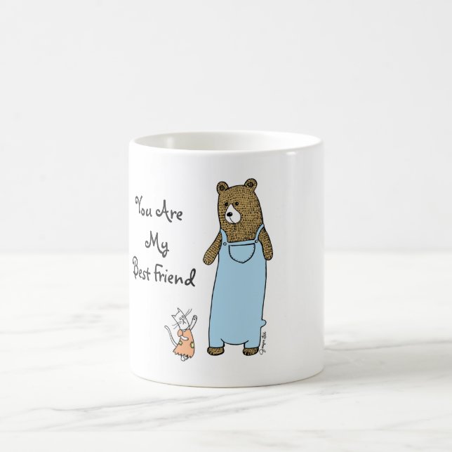 Taza De Café Mejor gato y oso de amigos (Centro)