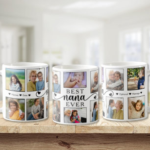Taza De Café Mejor guión de corazón de Collage de fotos Nana Ev