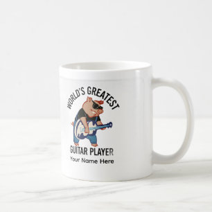 Taza De Café Mejor Guitarrista del Mundo, Rocker Pig Personaliz