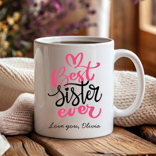 Taza De Café Mejor hermana de rosa y negro jamás 
