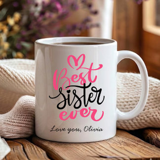 Taza De Café Mejor hermana de rosa y negro jamás