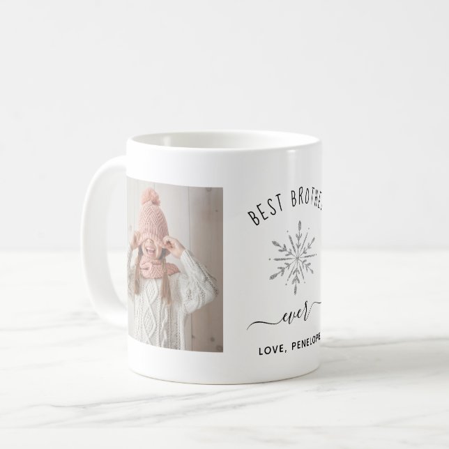 Taza De Café Mejor Hermano | Dos copos de nieve de plata fotogr (Anverso izquierdo)
