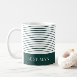 Taza De Café Mejor hombre con raya blanca verde y estilizada
