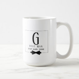 Taza De Café Mejor Hombre Groomsman Monogramado Bow Tie Gracias