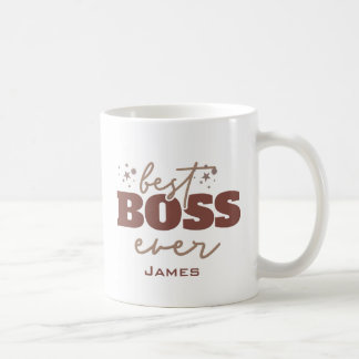Taza De Café Mejor Jefe de Letras Marrones Personalizadas