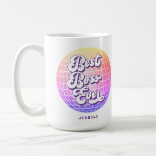 Taza De Café Mejor jefe jamás   Bola de discoteca colorida   No