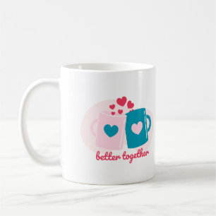 Taza De Café Mejor juntos azul y rosa lindo simple