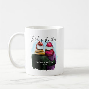 Taza De Café Mejor Juntos Escritura Acuarela Pareja Navidad