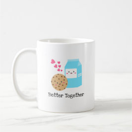 Taza De Café Mejor Juntos Kawaii Leche y cookies amor suave