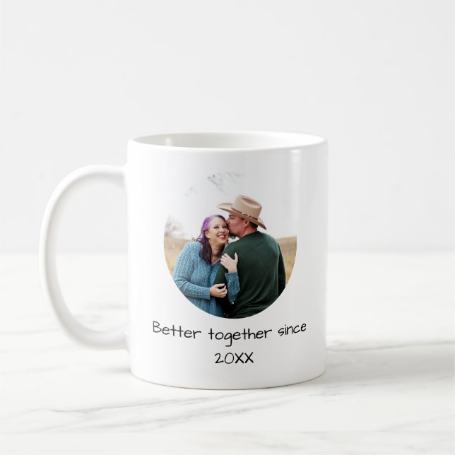 Taza De Café Mejor Juntos, pareja personalizada de año fotográf (Izquierda)