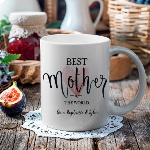 Taza De Café Mejor Madre en el Corazón de Color Rosa del Mundo