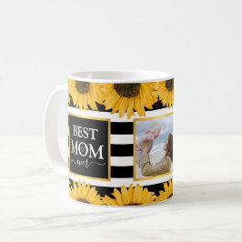 Taza De Café Mejor Madre Familia Foto Sunflower Black Strips