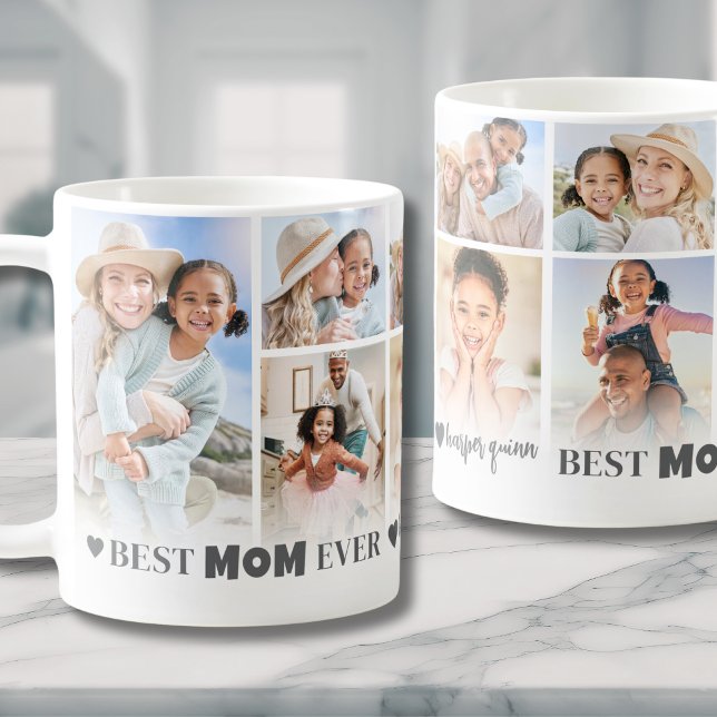 Taza De Café Mejor Madre Madre Madre Collage de fotos (Best Mom Ever 8 Photo Collage Mothers Day Coffee Mug)