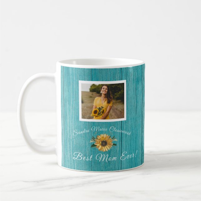 Taza De Café Mejor Madre Personalizada | Verde azulado de giras (Izquierda)