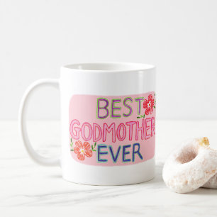 Taza De Café Mejor madrina del mundo Lettering dibujado a mano