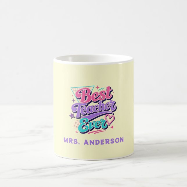 Taza De Café ¡Mejor maestro de todos! Nombre retro personalizad (Centro)
